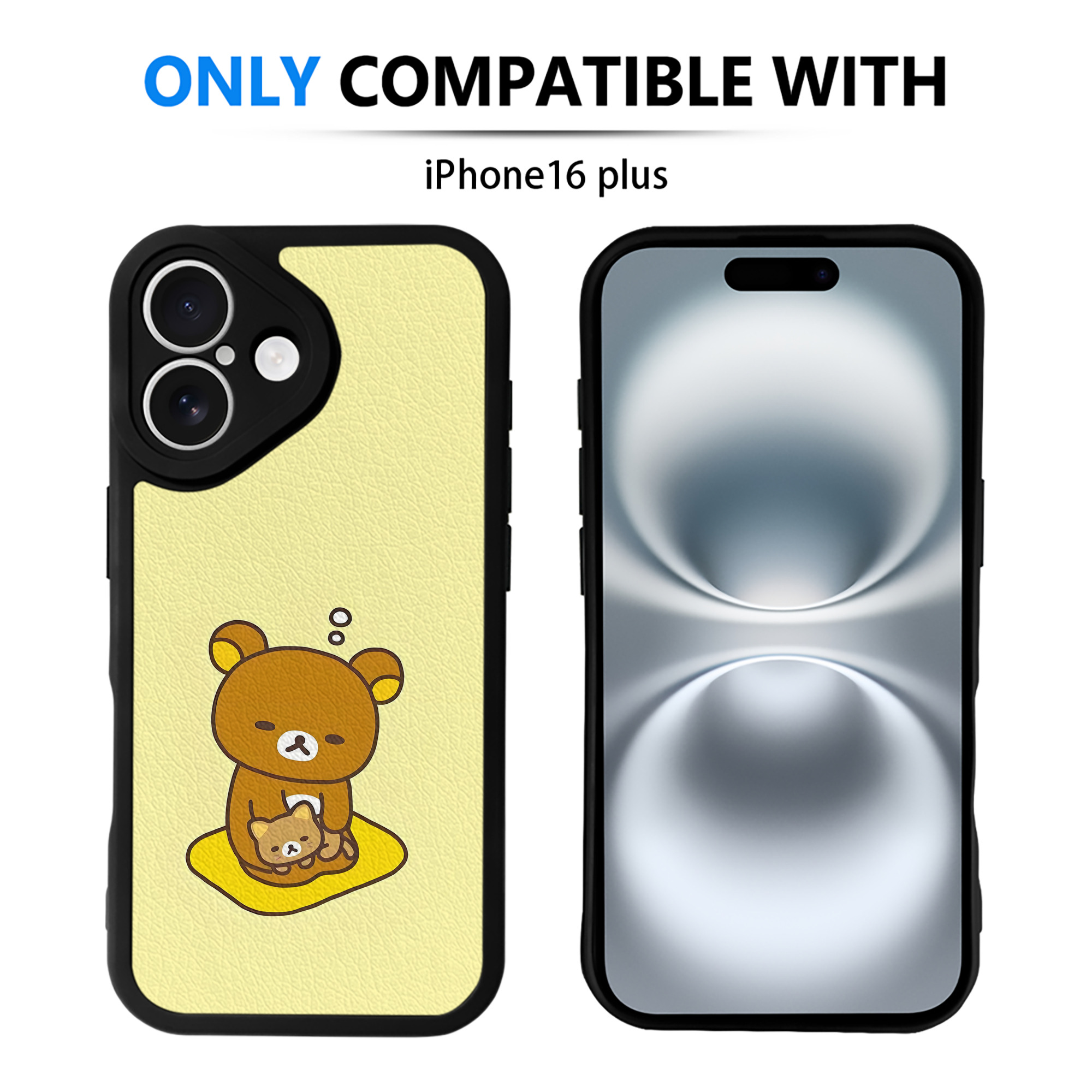 （画像用） リラックマ リラックマ キイロイトリ Rilakkuma Korilakkuma Kiiroitori 【iPhone 16シリーズ対応】シリコンスマホケース（レザー調） 材質：シリコン
